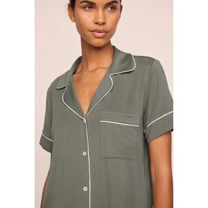 Cozy Earth Bamboo Sleep Shirt Women's Medium Olive Green Pajama Top Short Sleeve